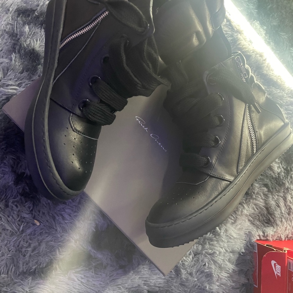 RICK OWENS LIDO JUMBO LACED GEOBASKET HIGH 'BLACK' – SIZE EU 44